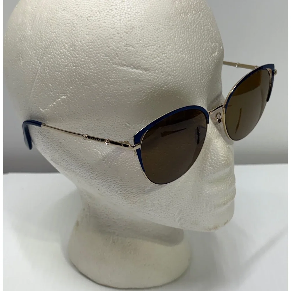 Escada SESB16S Womens Sunglasses Navy Blue Gold Rhinestone Italy 57-17-140